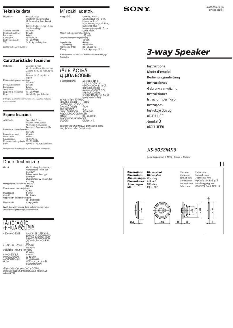 Sony XS-6038MK3 instructions