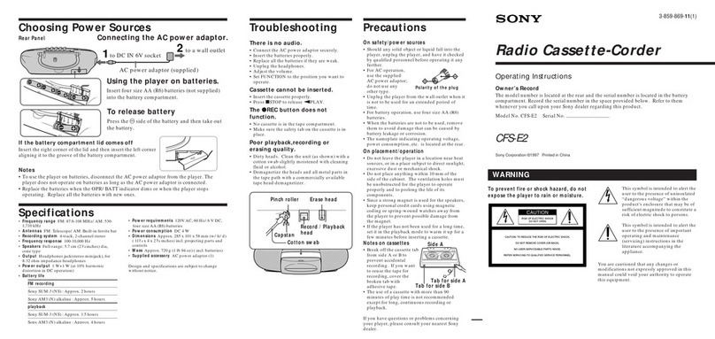 Sony CFS-E2 Operating Instructions (primary... User manual Sony CFS-E2 Operating Instructions (primary... User manual