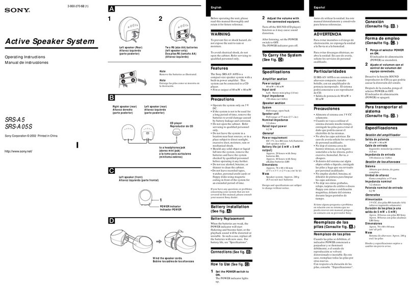 Sony SRS-A5 Operating Manual... User manual