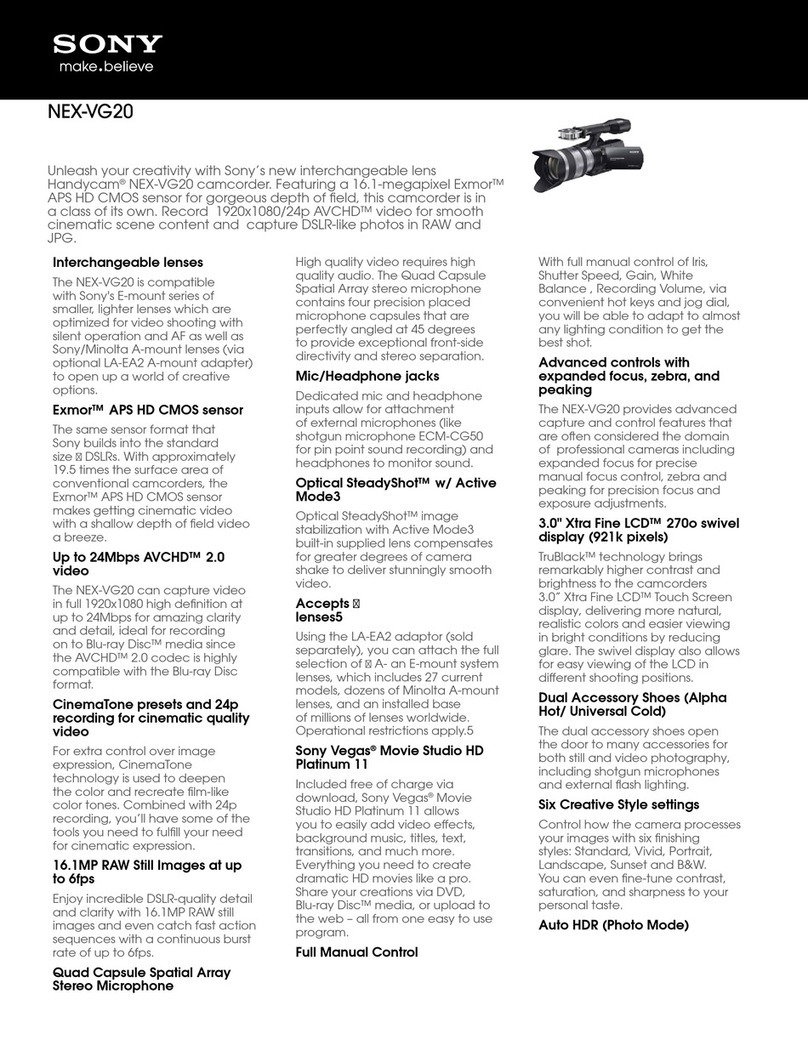 Sony NEX-VG20 Handycam® User manual