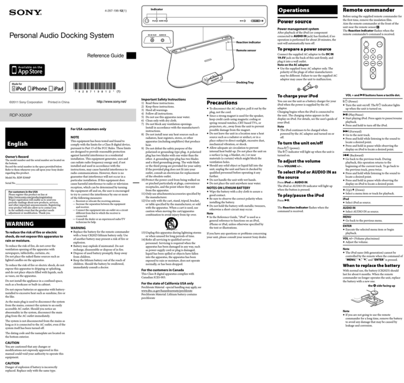 Sony RDP-X500IP User manual