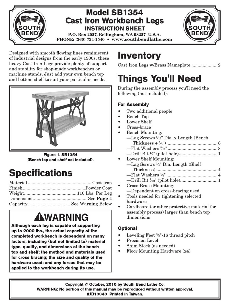 Southbend SB1354 instruction sheet