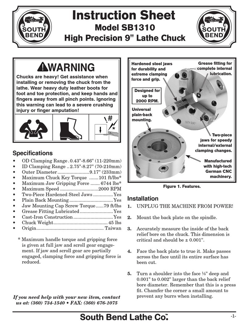 Southbend SB1310 instruction sheet