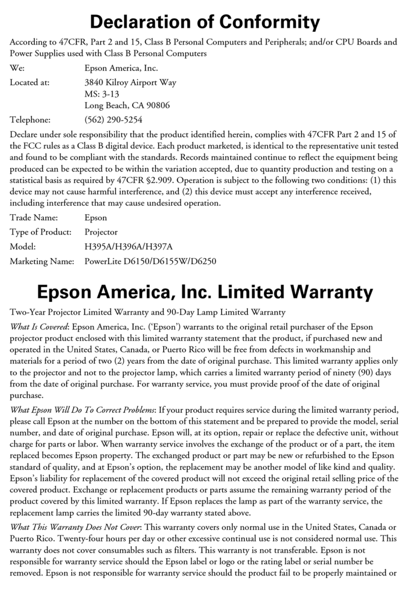 Epson PowerLite D6150 Reference guide