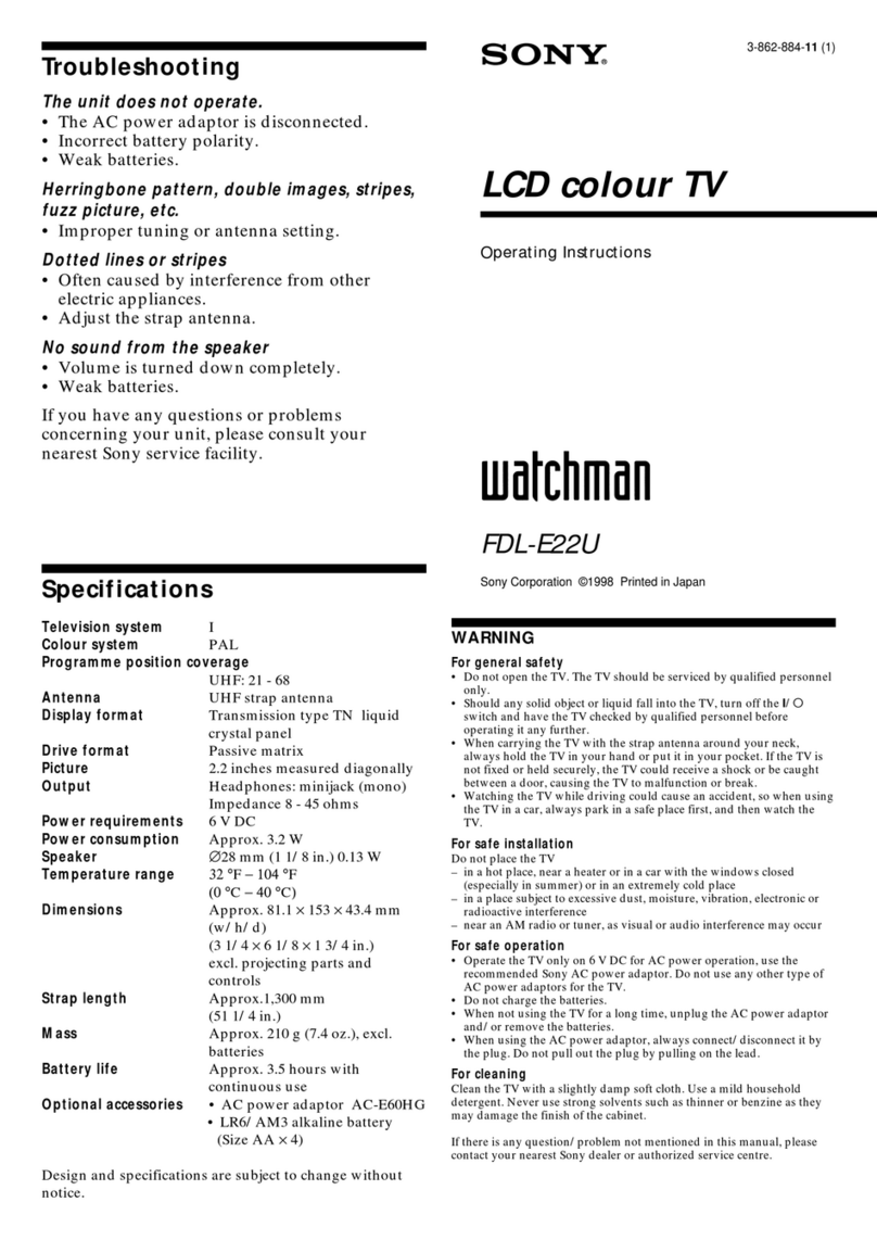 Sony Watchman FDL-E22U operating instructions