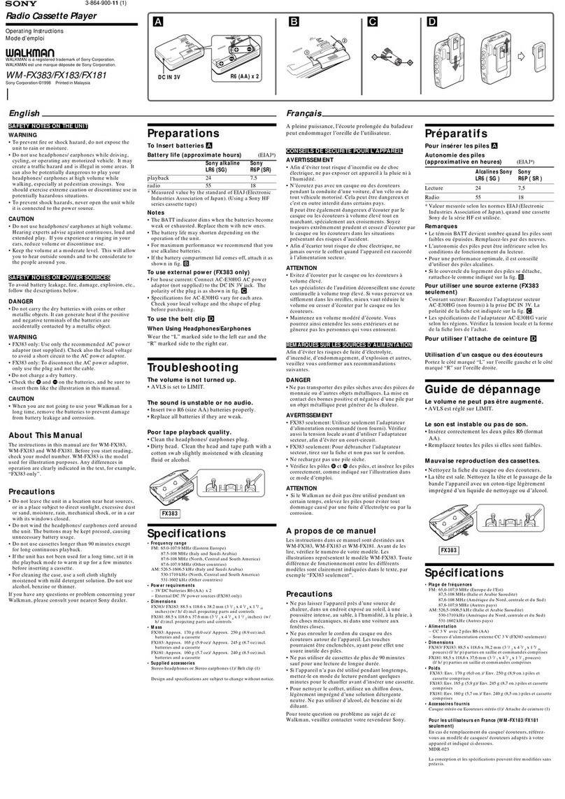 Sony Walkman WM-FX383 User manual