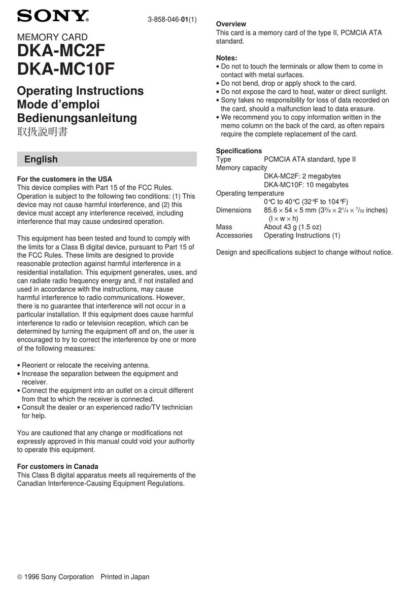 Sony Memory Card DKA-MC10F User manual