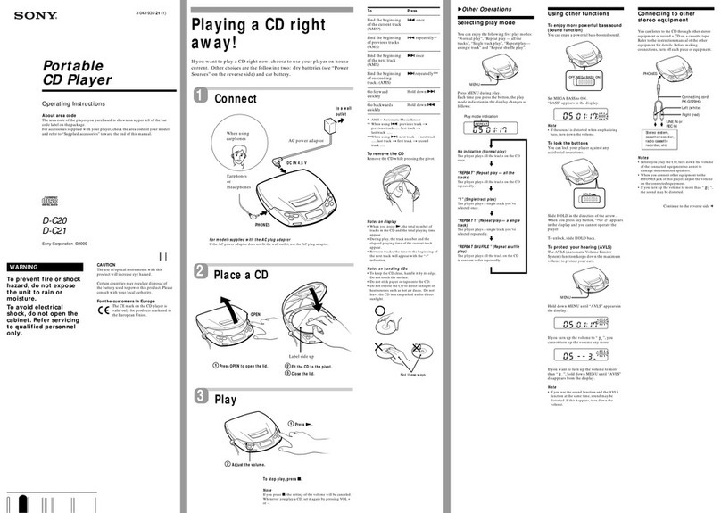 Sony D-C20 operating instructions