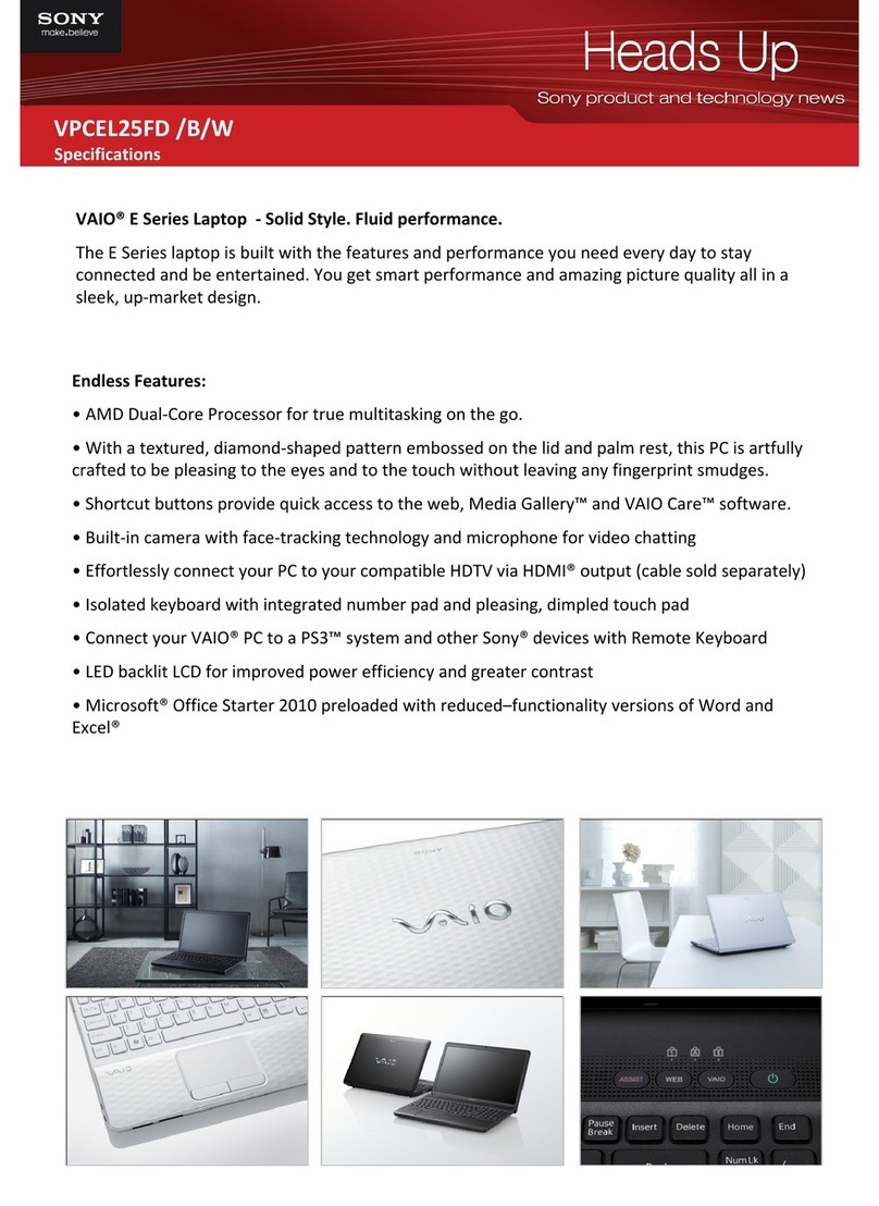 Sony VAIO VPCEL25FD Specifications