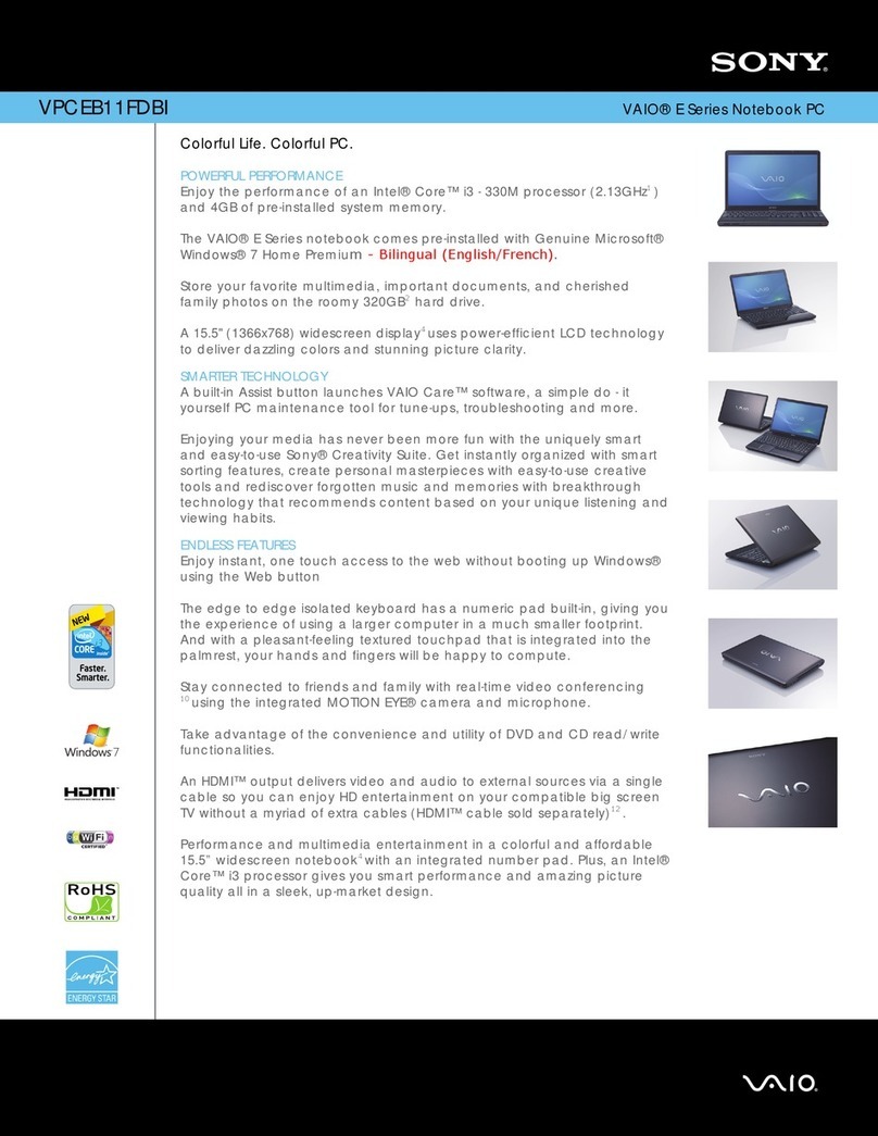 Sony VAIO VPCEB11FDBI User manual