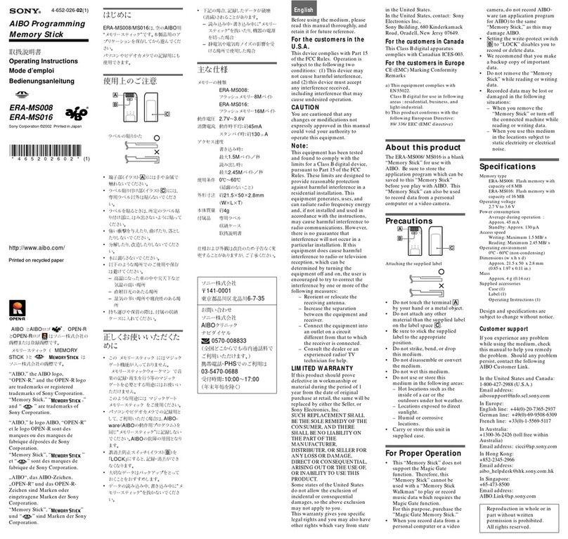 Sony ERA-MS008 User manual