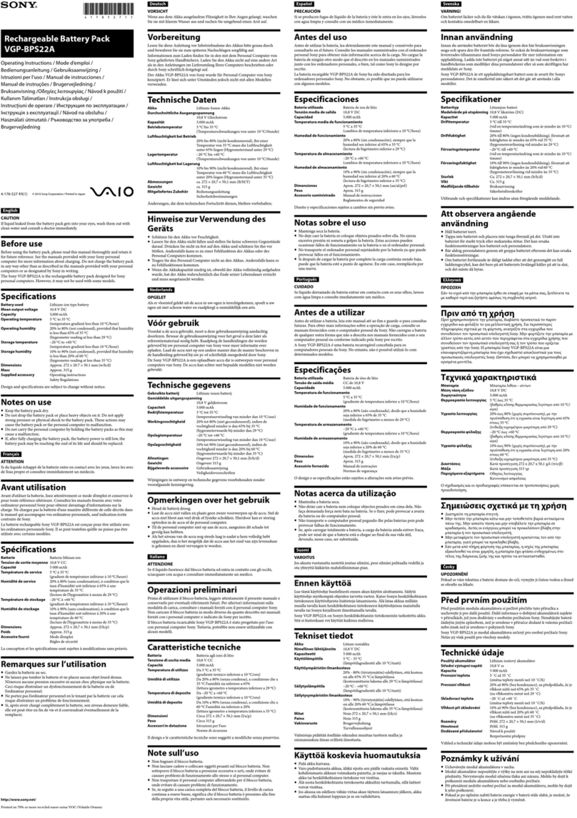 Sony VAIO VGP-BPS22A User manual