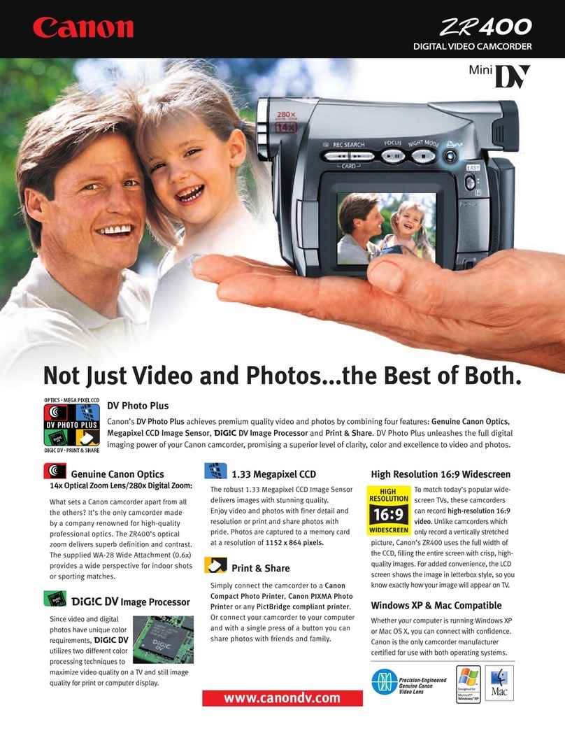 Canon ZR400 Brochure & specs