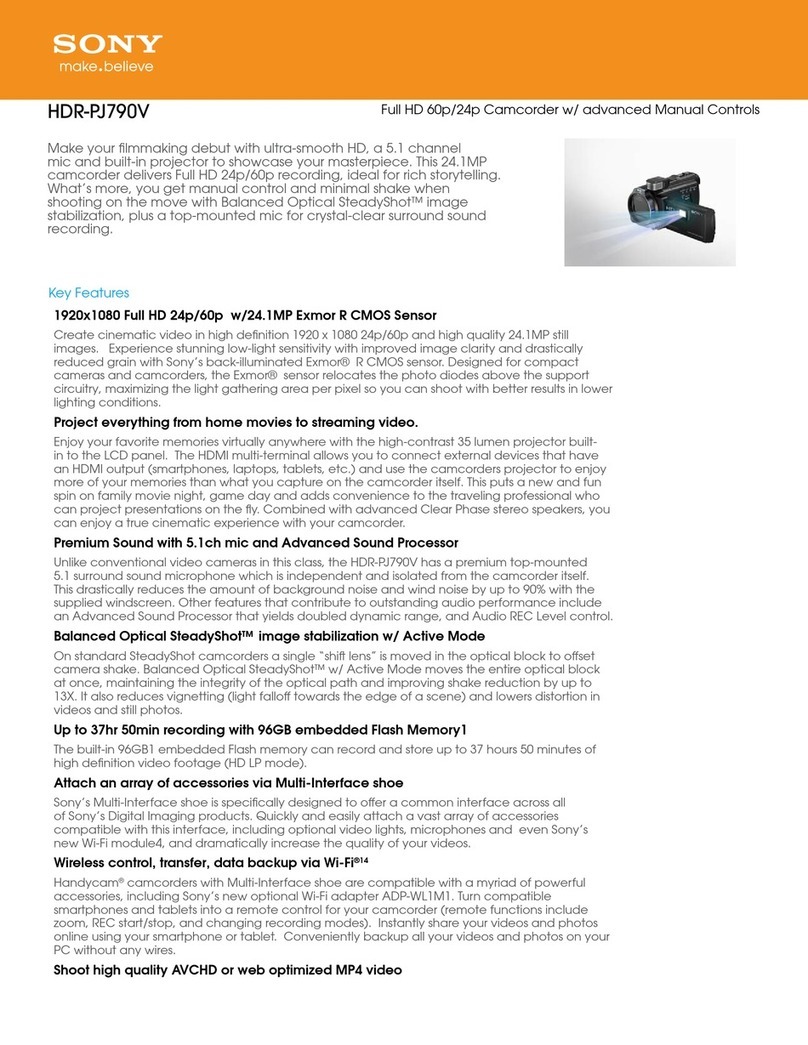 Sony HDR-PJ790V Specifications