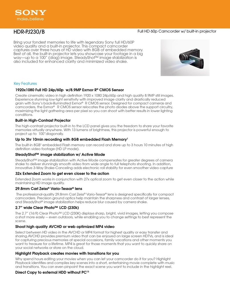 Sony HDR-PJ230 Specifications