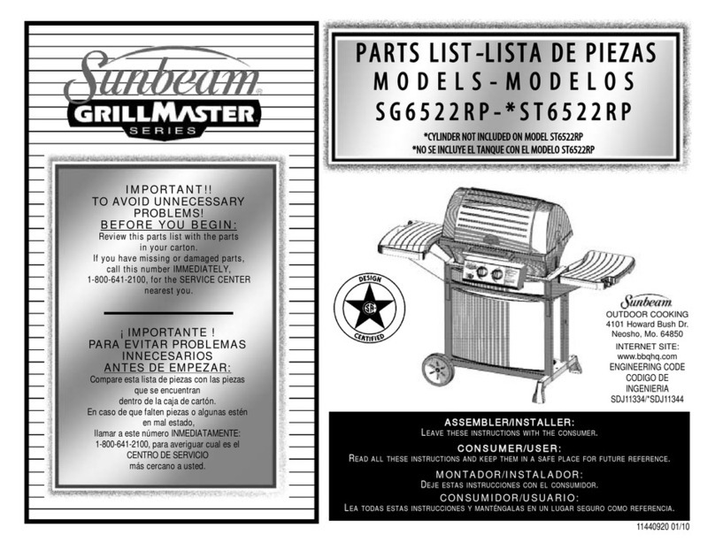 Sunbeam GRILL MASTER SG6522RP User manual