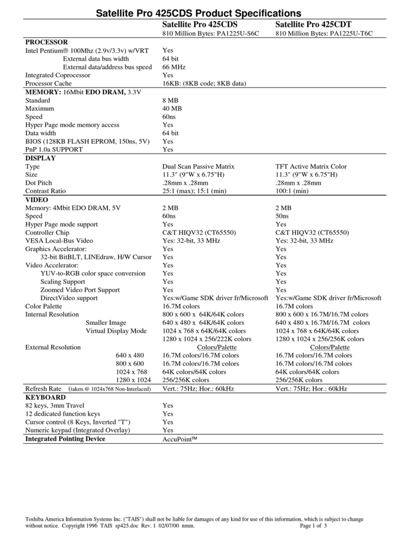 Toshiba Satellite Pro 425CDS User manual