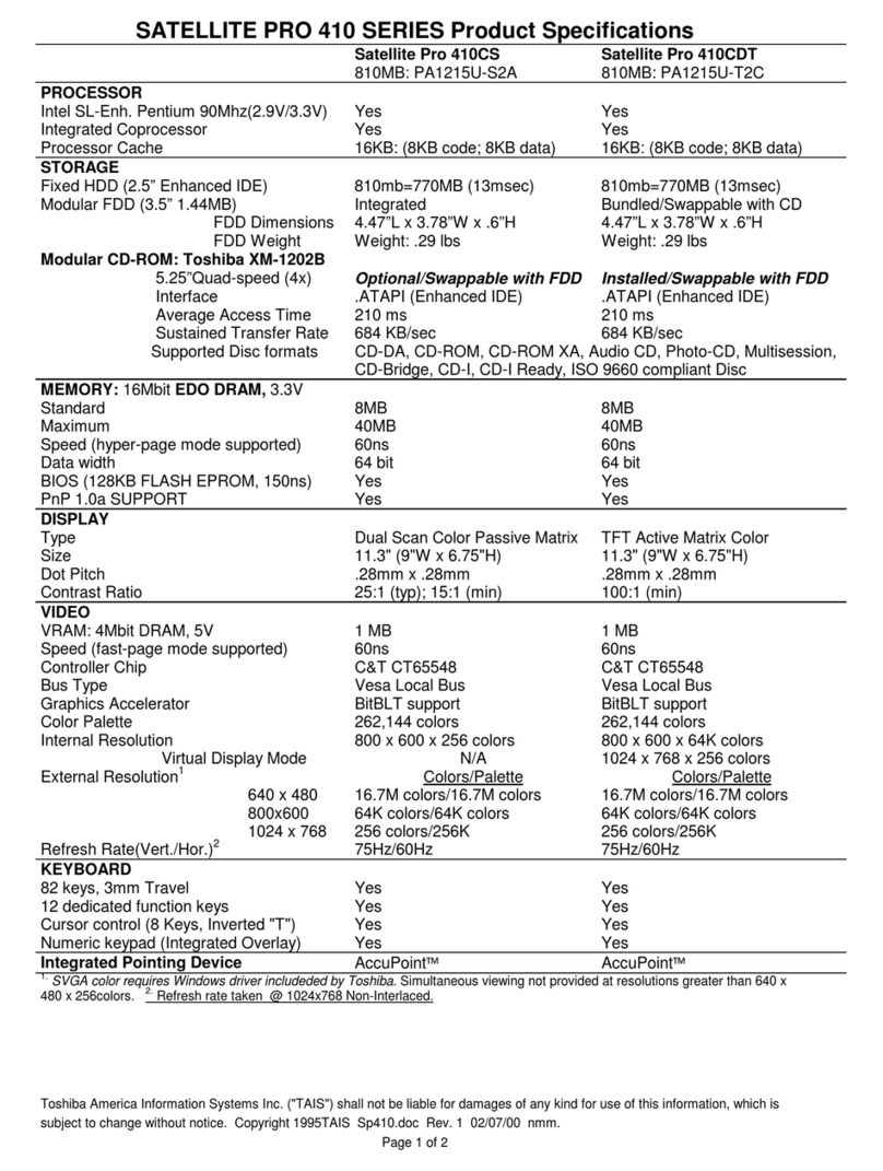 Toshiba Satellite Pro 410CDT User manual