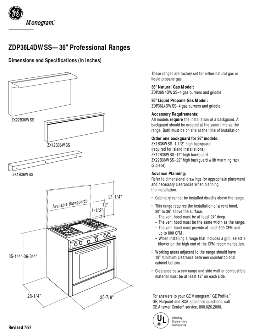 GE Monogram ZDP36L4DWSS Dimensions and s User guide