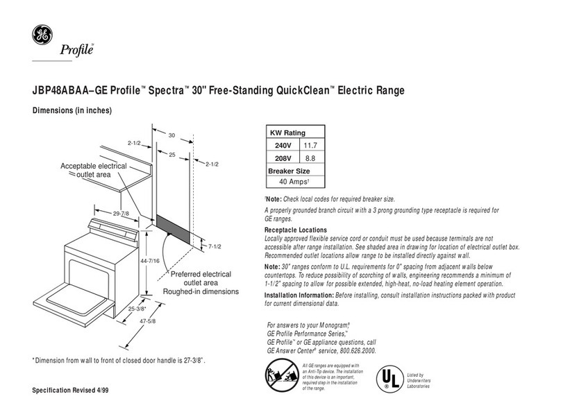 GE Profile Spectra JBP48ABAA User guide