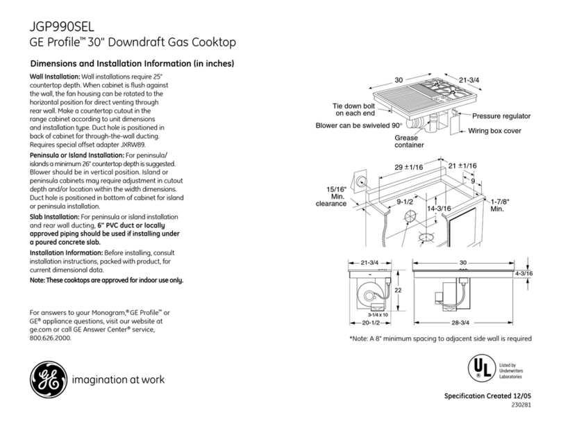 GE Profile JGP990SEL Dimensions and installation information