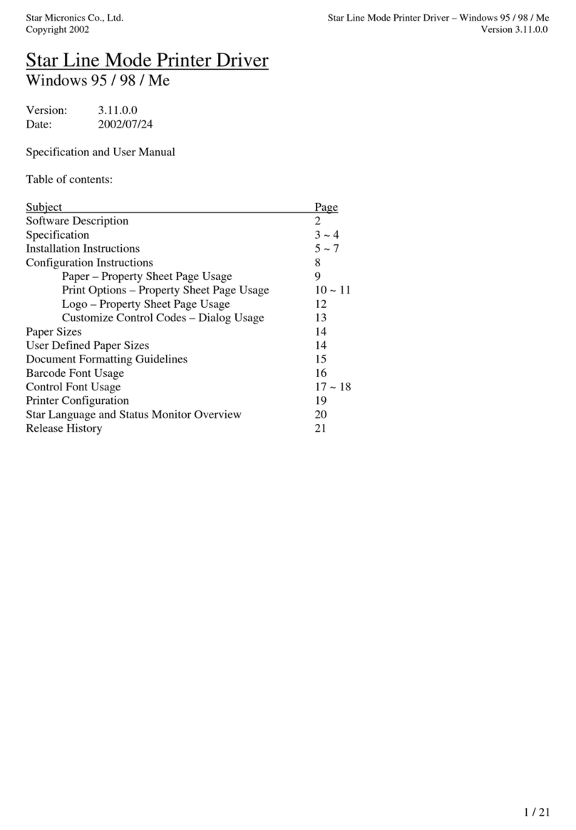 Star Micronics Star Line Mode Printer Driver Specification and user manual Star Micronics Star Line Mode Printer Driver Specification and user manual