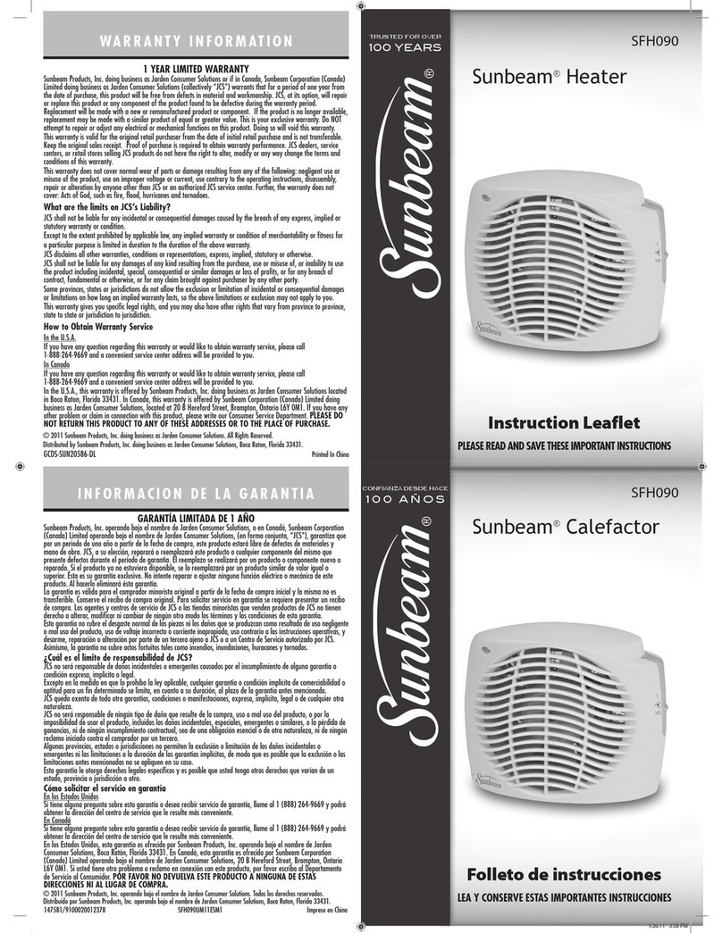 Sunbeam SFH090 Manual