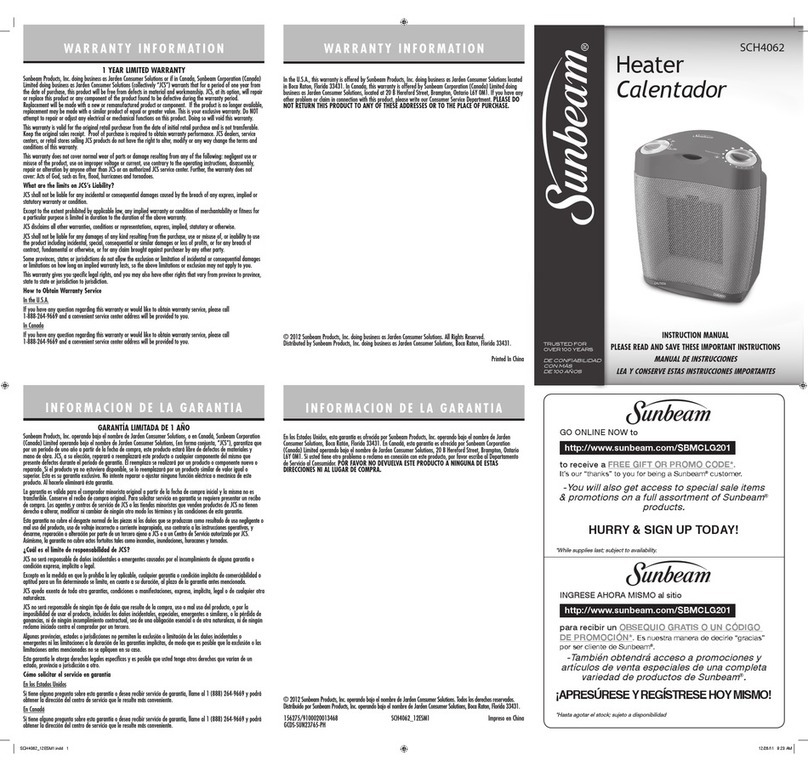 Sunbeam Calentador SCH4062 User manual