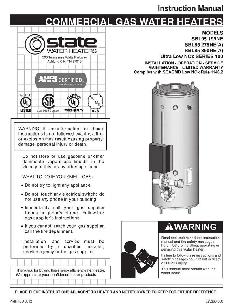 State Water Heaters SBL95 199NE instruction manual