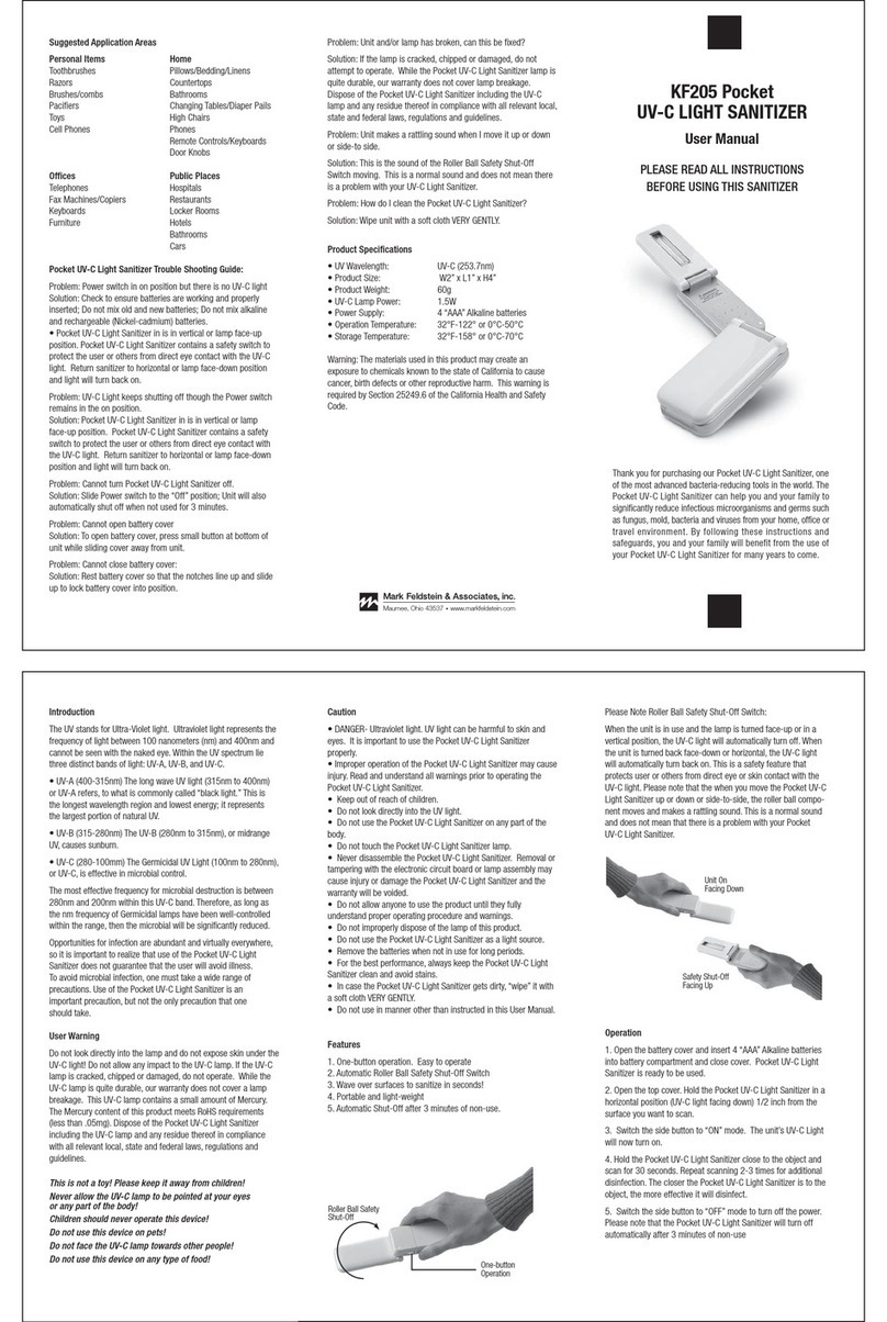 Mark Feldstein & Associates KF205 Pocket UV-C User manual