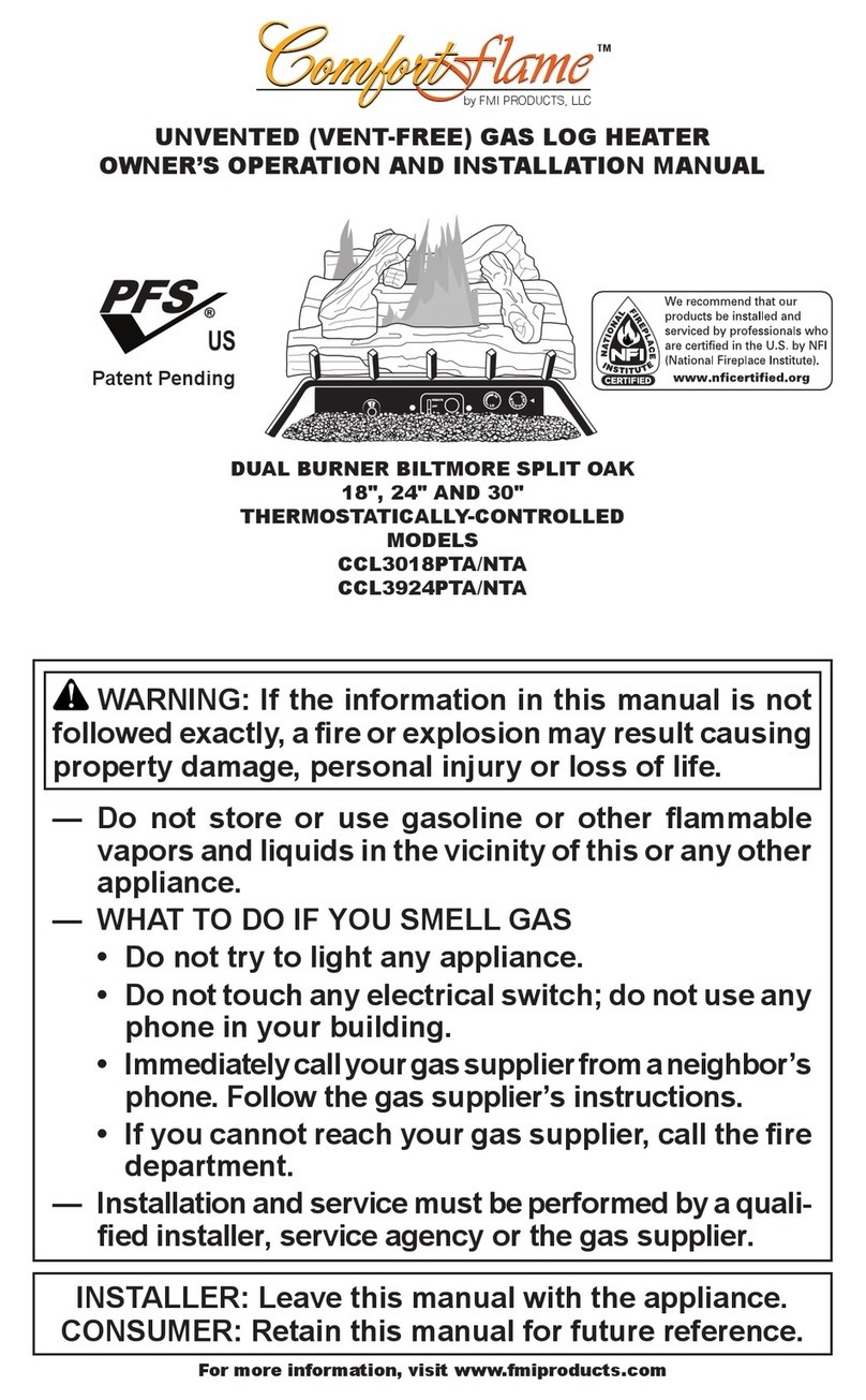 Comfortflame CCL3018PTA/NTA Owners manual and installation manual