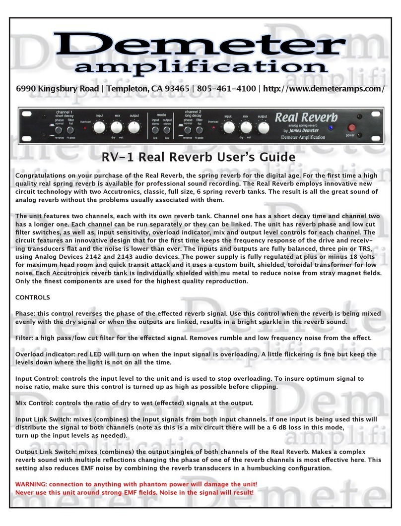Demeter Amplification RV-1 Real Reverb user guide