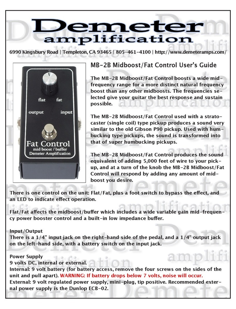 Demeter Amplification MB-2B user guide