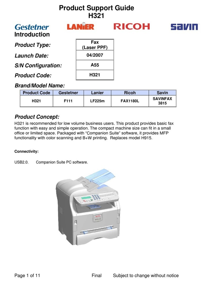 Ricoh FAX1180L Product support guide
