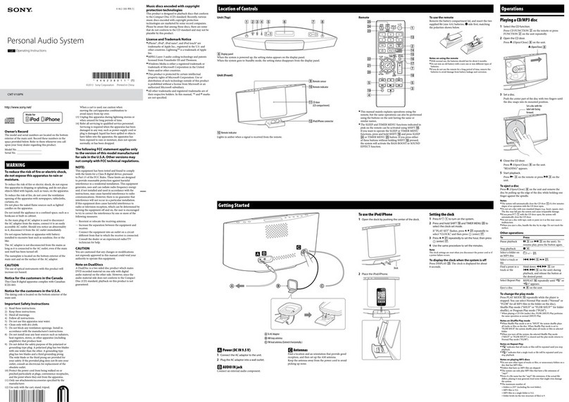 Sony CMT-V10IPN operating instructions