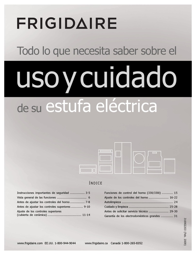 Frigidaire FGEF3031KB - 30' Electric Range Gallery Mono... User manual