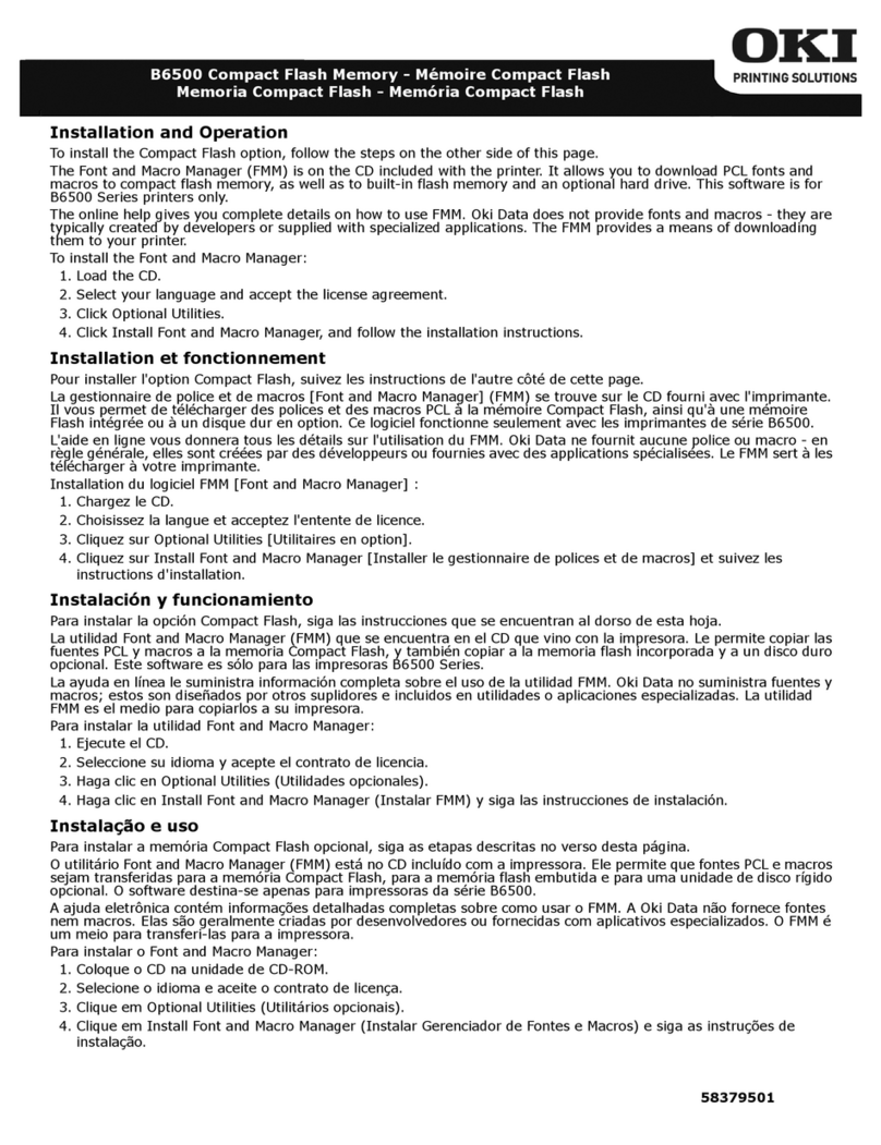Oki B6500 Series Installation and operation guide Oki B6500 Series Installation and operation guide