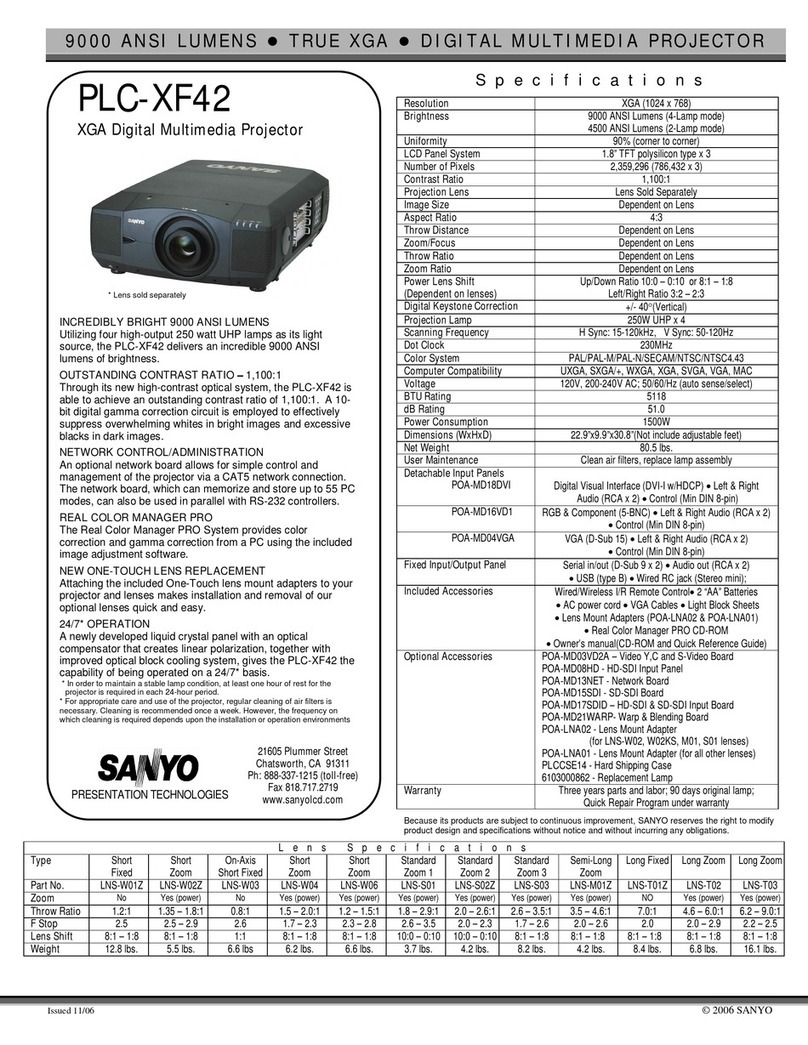 Sanyo XF42 - PLC XGA LCD Projector brochure