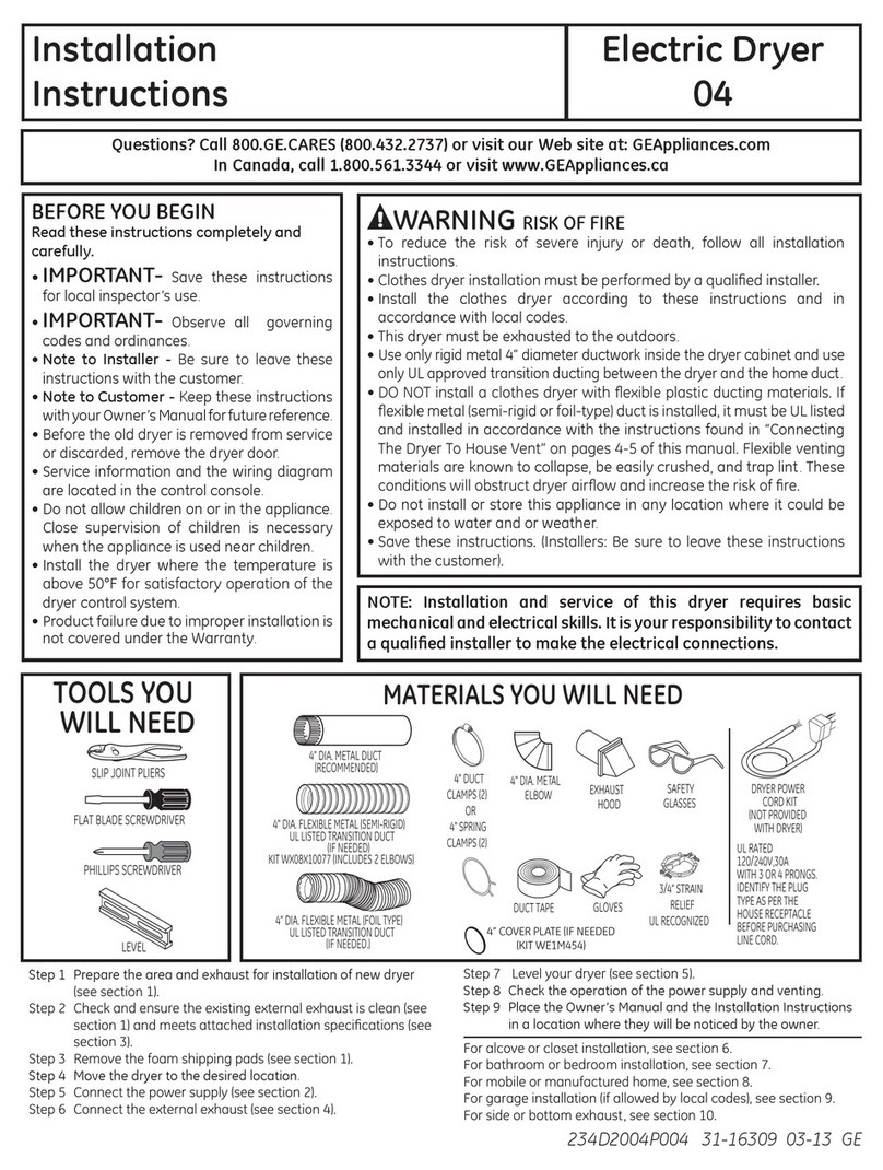 GE GTDL210EDWW User manual