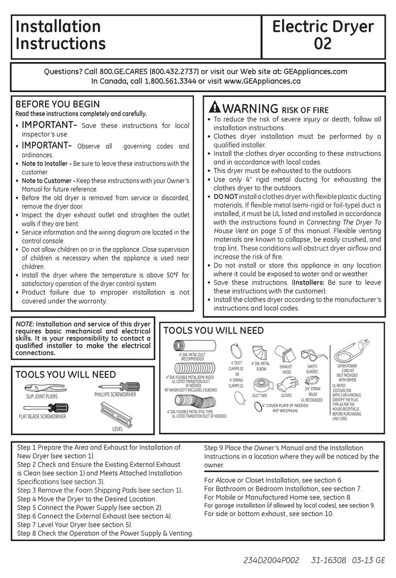 GE GTDX400EDWS User manual