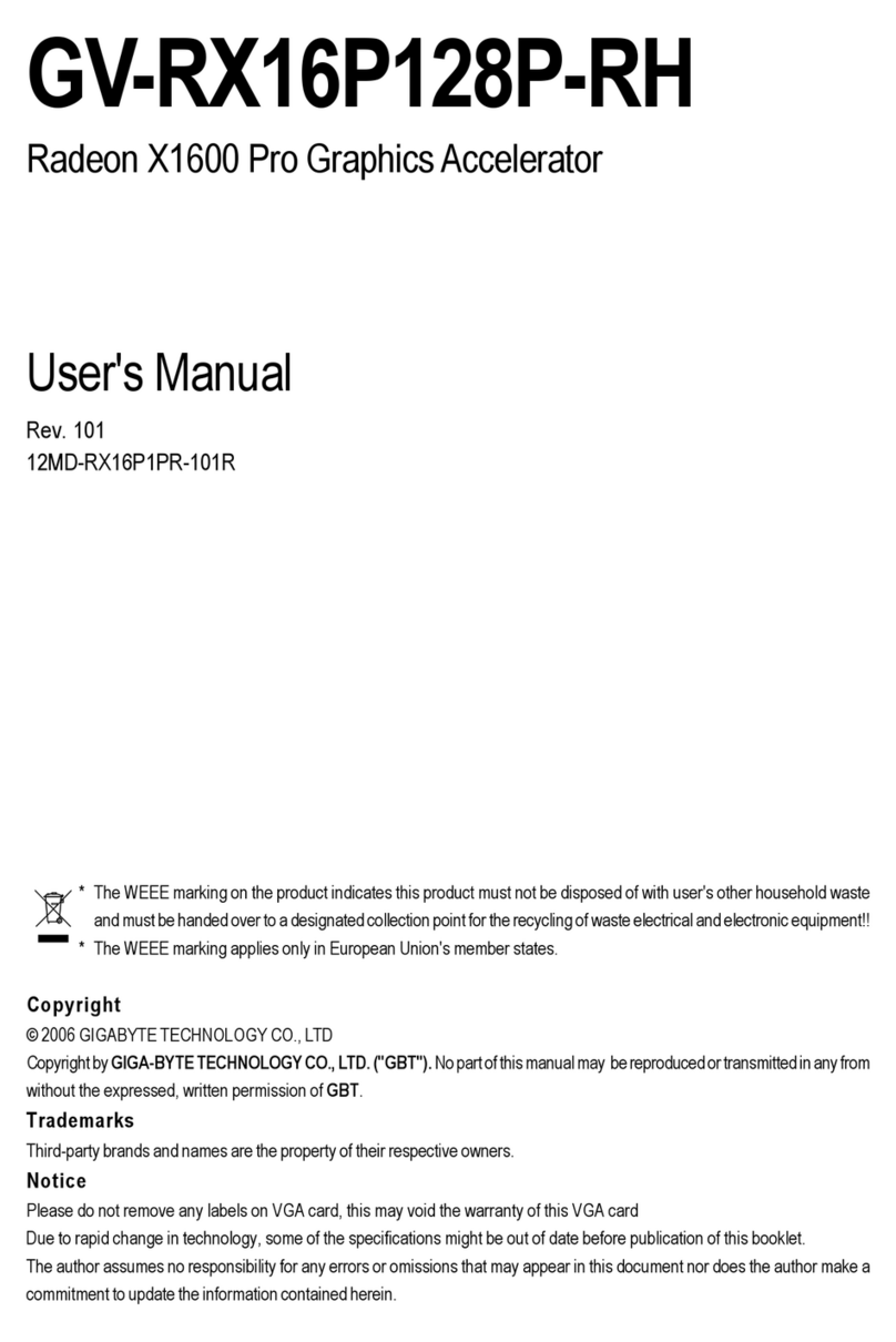 Gigabyte GV-RX16P128P-RH user manual Gigabyte GV-RX16P128P-RH user manual