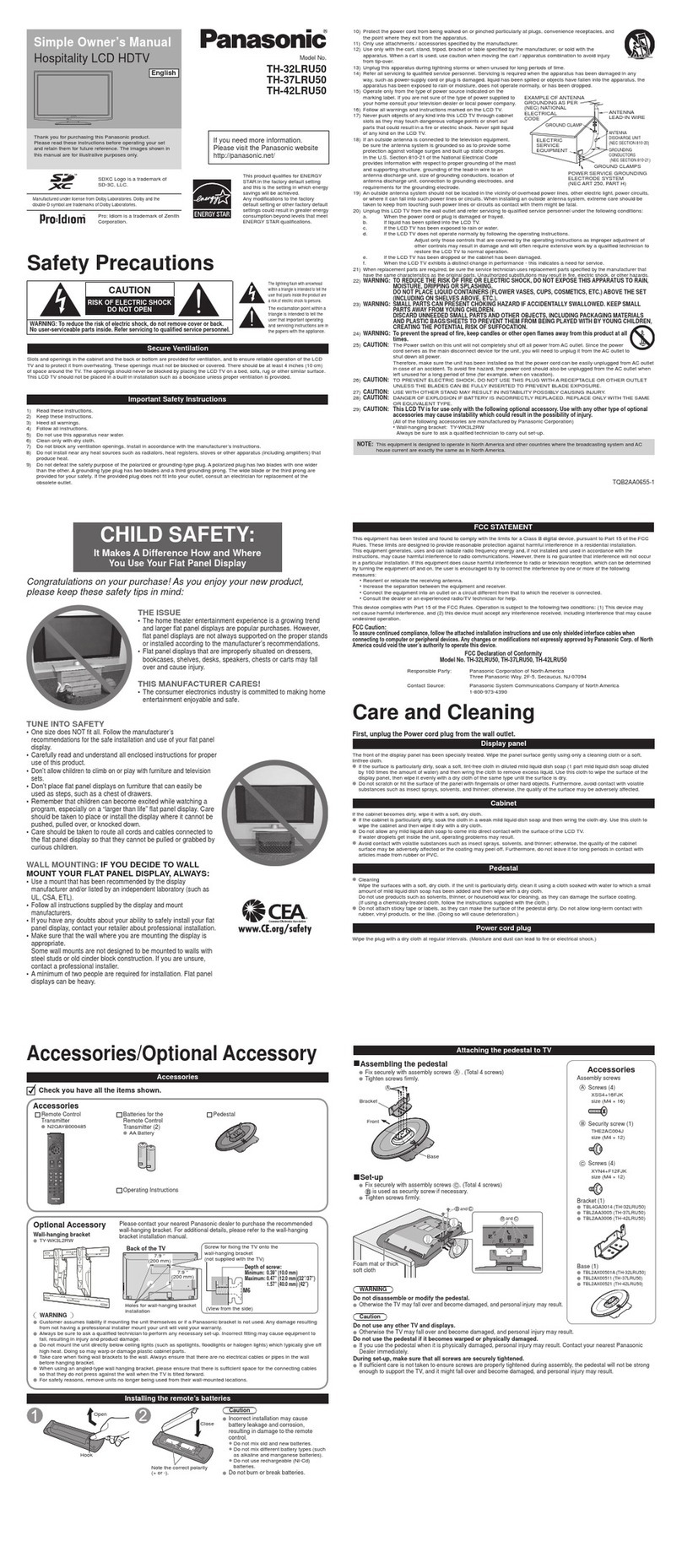 Panasonic TH32LRU50 User manual