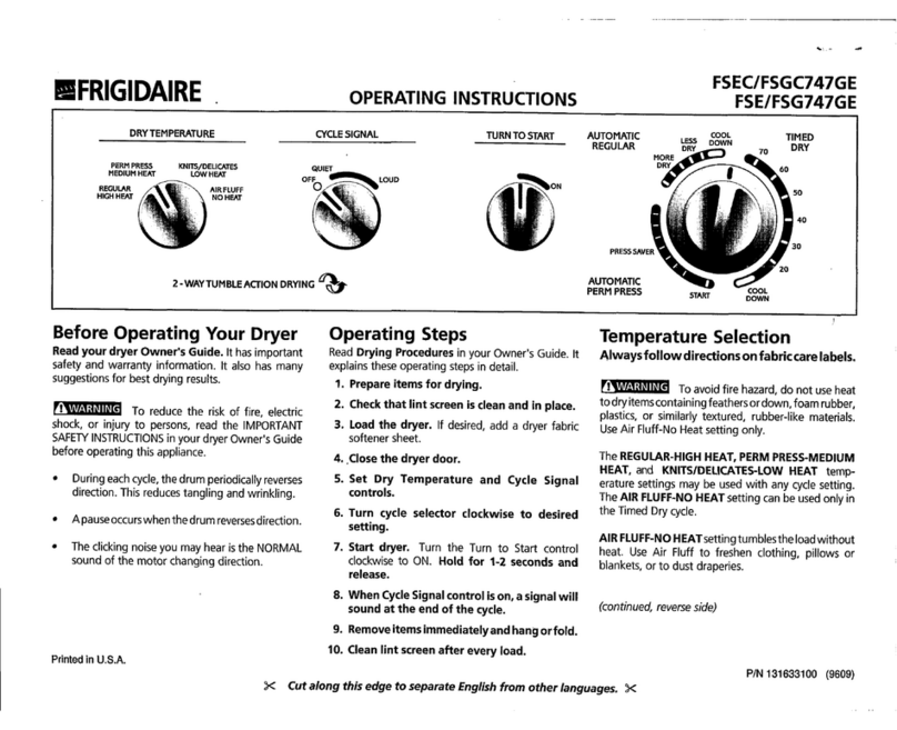 Frigidaire FSEC/FSGC747GE User manual Frigidaire FSEC/FSGC747GE User manual