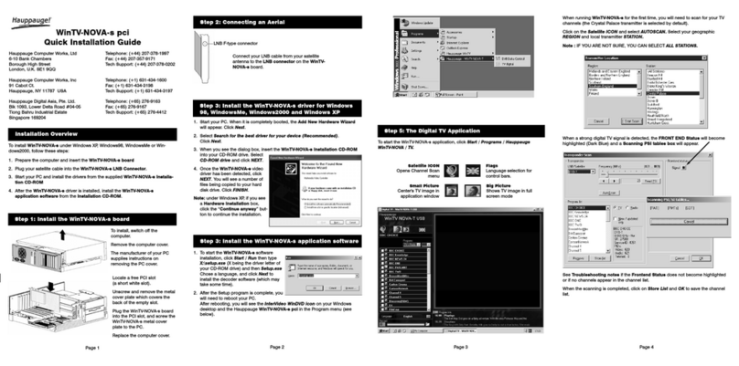 Hauppauge WinTV-NOVA-s pci Quick installation guide
