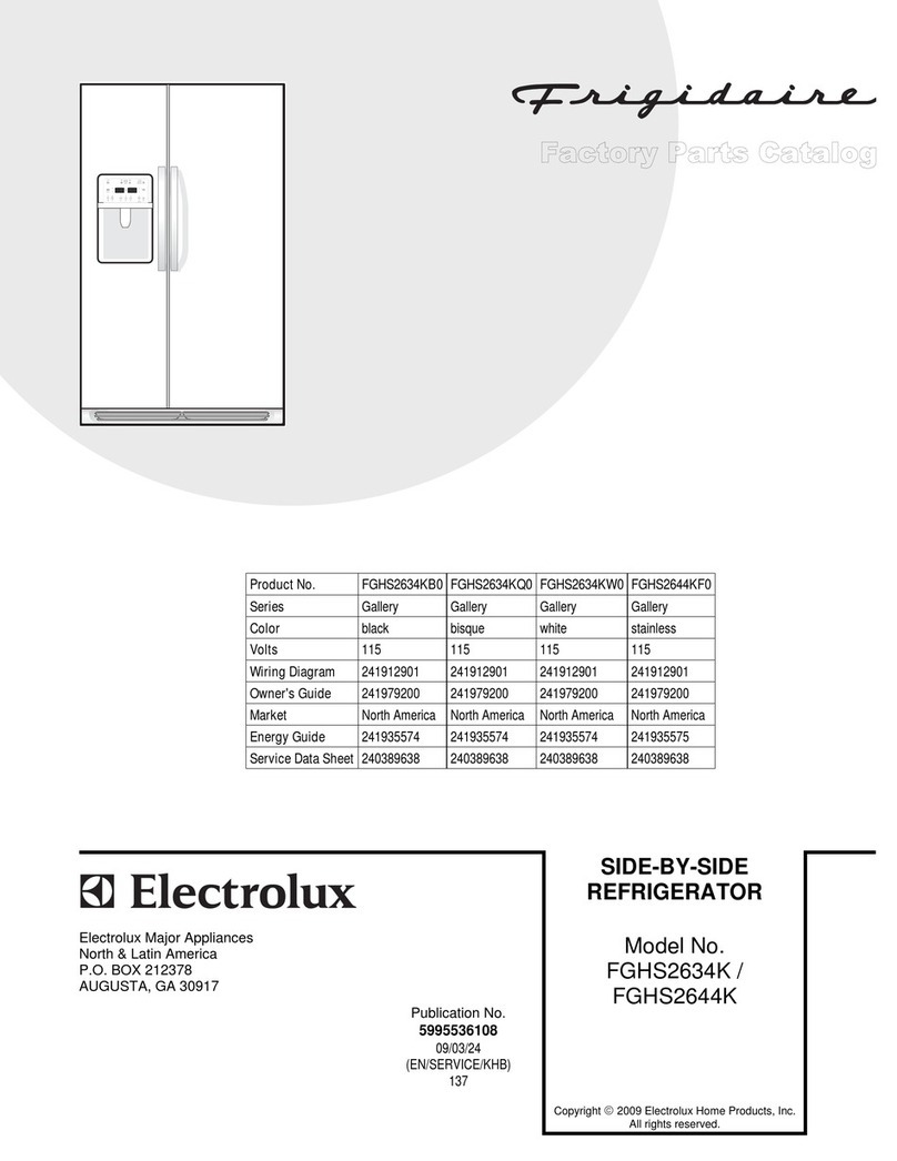Frigidaire FGHS2634KQ - Gallery 26 cu. Ft. Refrigerator Service data sheet