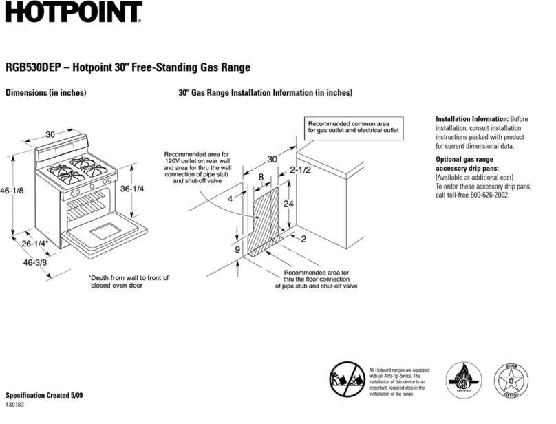 Hotpoint RGB530DEP - 30 in. Gas Range User guide Hotpoint RGB530DEP - 30 in. Gas Range User guide