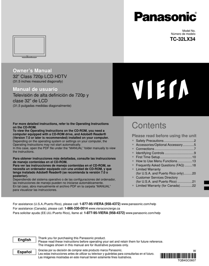 Panasonic Viera TC-32LX34 User manual
