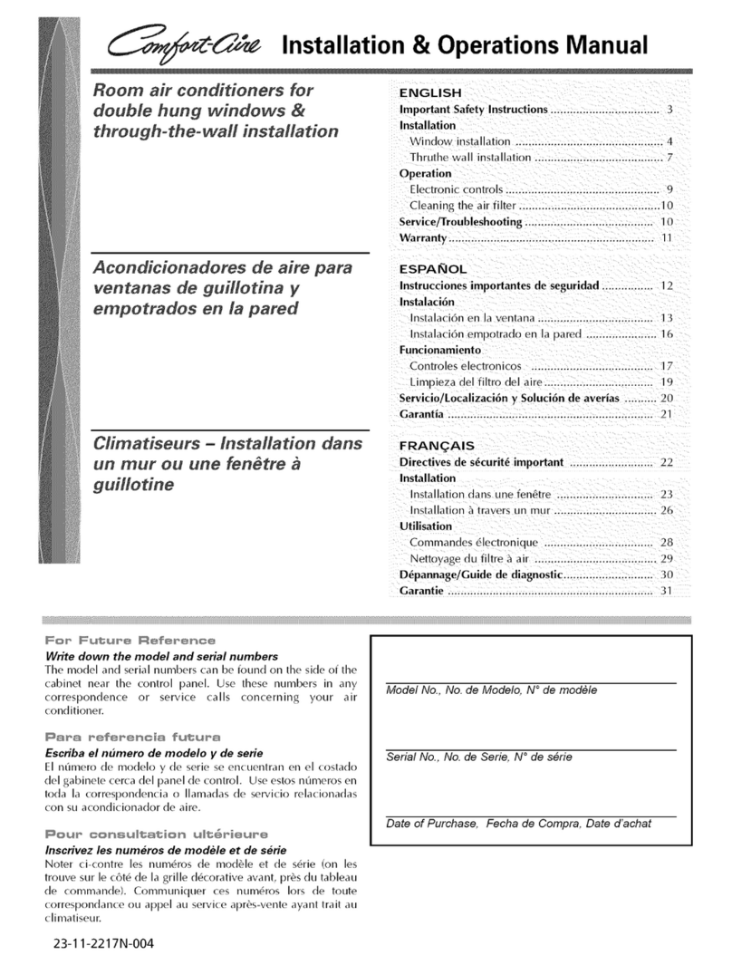 Comfortaire Room Air Conditioners User manual