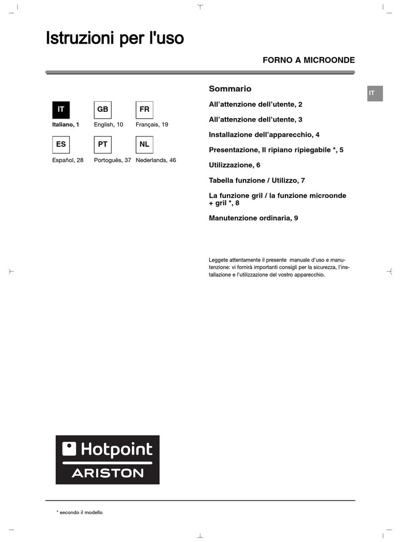 Hotpoint Ariston Microwave Oven Specification sheet