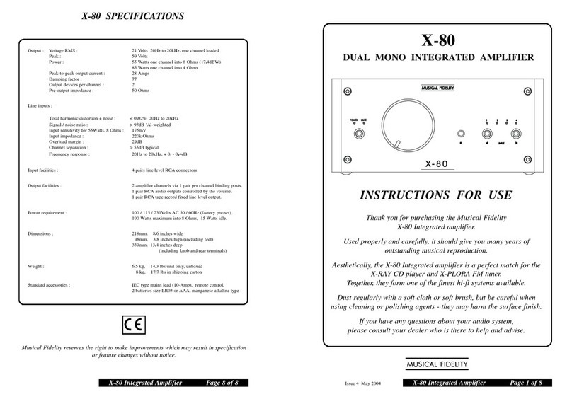 Musical Fidelity X-80 Instructions for use